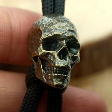 2 pcs Retro Brass Skull Knife Lanyard Paracord Bead EDC DIY Accessories tool