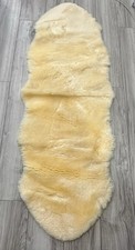 NEW Genuine Sheepskin Cream Double Medium Pelt Runner Rug Natural Wool 66  x 24  