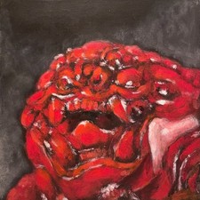 Red Jade Statue Acrylic Canvas Painting Original Artwork by Hunter Potts