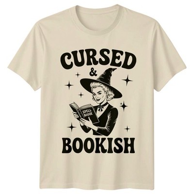 Cursed & Bookish Witch Reading Spell Book Herren Damen Grafik T-Shirt Oberteil