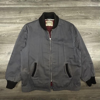 True Vintage Lakeland Jacket Mens 44 Gray Clicker Quilted Bomber Talon 40s USA