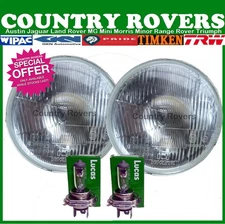 CLASSIC CAR 7" HEADLIGHT HALOGEN CONVERSION KIT WITH LUCAS H4 & PILOT BULBS