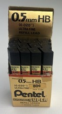 NOS C505-HB Pentel Super Hi-Polymer Refill Leads 0.5mm HB Ultra Fine 12 Tubes