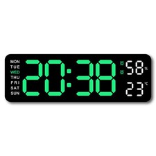 Image of LED Wall Clock with Adjustable Brightness Countdown Timer Date Week Temperature