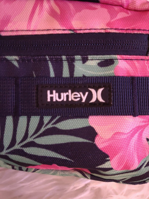 Hurley Cosmetic Bag Travel Bag Make Up Bag Tropical Print Green Multi