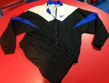 Vintage Reebok 90's Lined Nylon Track Suit Windbreaker/Pants Black,Blue, White L