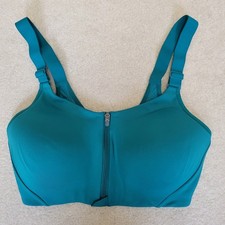 All In Motion Size 34D Zip Front Sports Bra Adjustable Straps High Support