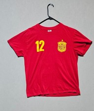 Spain Espana Soccer Fan T-Shirt Men's Medium Red Number 12 Graphic Tee