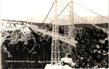 Bridge Over Royal Gorge Canon City CO RPPC Real Photo Sanborn Postcard 1941