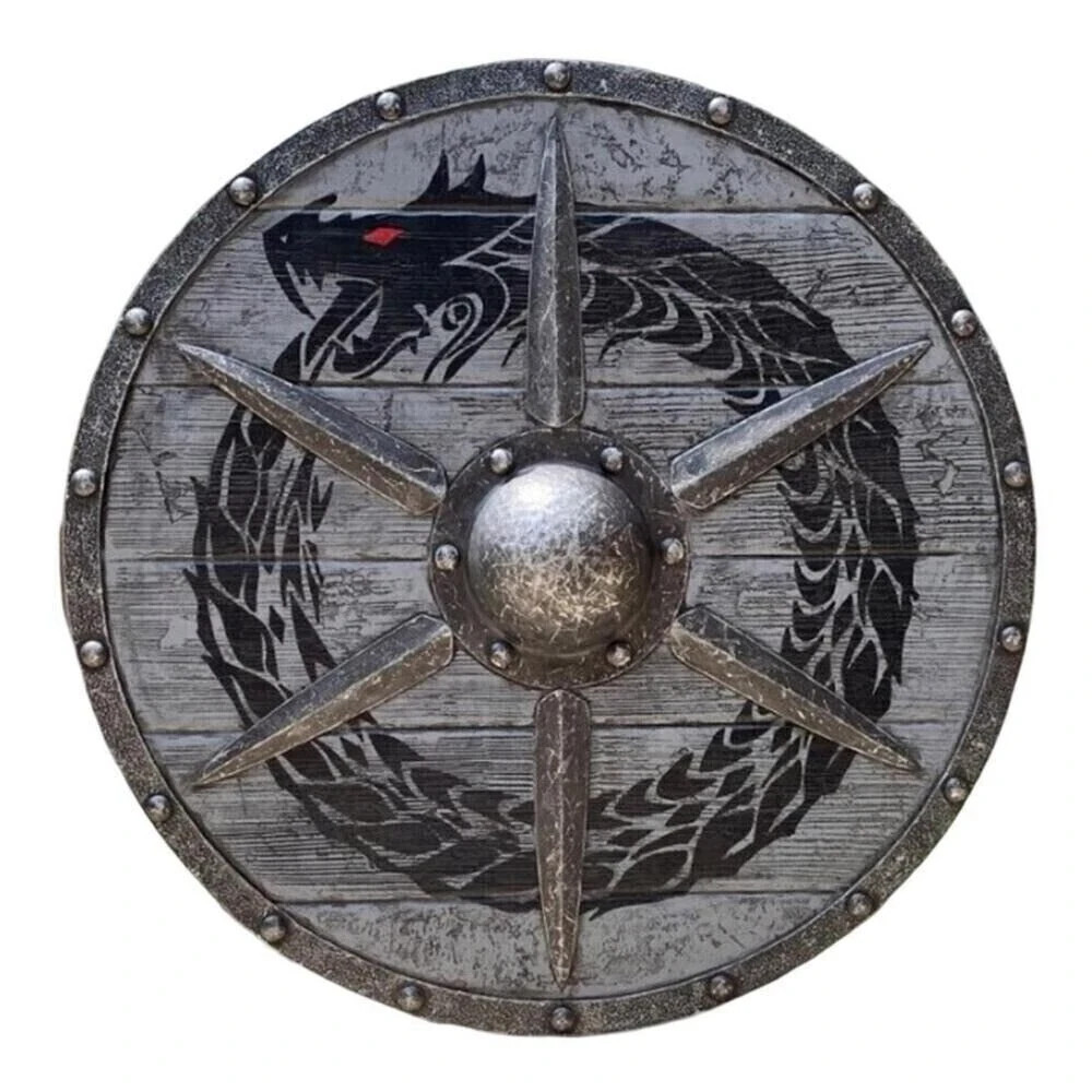 Escudo de Navidad Vikingo Medieval Madera Batalla Larp Armadura Metal Pared Decoración del Hogar