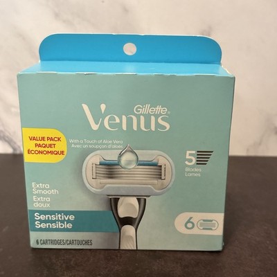 Gillette Venus Sensitive Sensible Extra Smooth Cartridges 6 Per Box