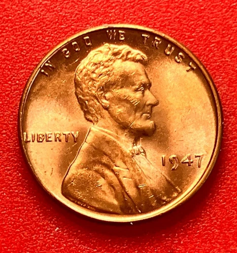 1947-P Lincoln Wheat Cent Penny GEM RED BU From an Original Bank Roll