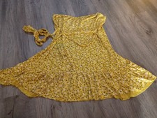 Floral Mini Tube Dress Sz 16"  Yellow with tiny White&Blk Wild Flowers Tube 