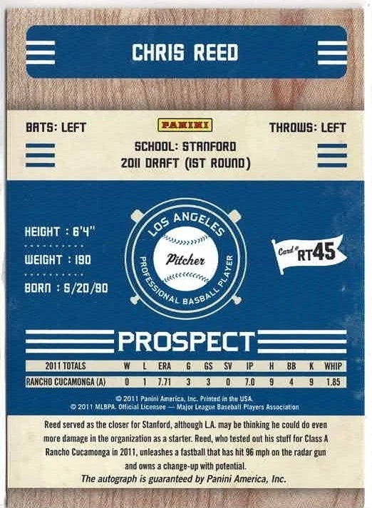 2011 Playoff Contenders Chris Reed Rookie Tickets Signatures Auto Card RT45 - Image 2 of 2