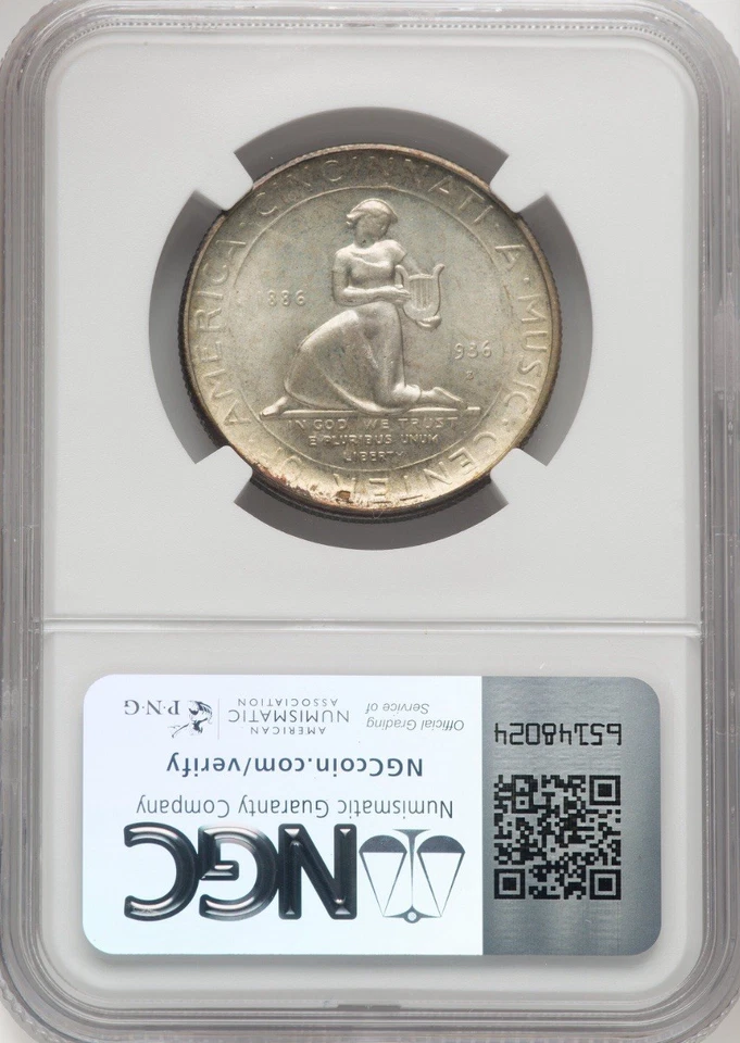 1936-S 50c Cincinnati Commemorative Silver Half Dollar-High Grade-NGC MS-66+ - Image 2 of 2