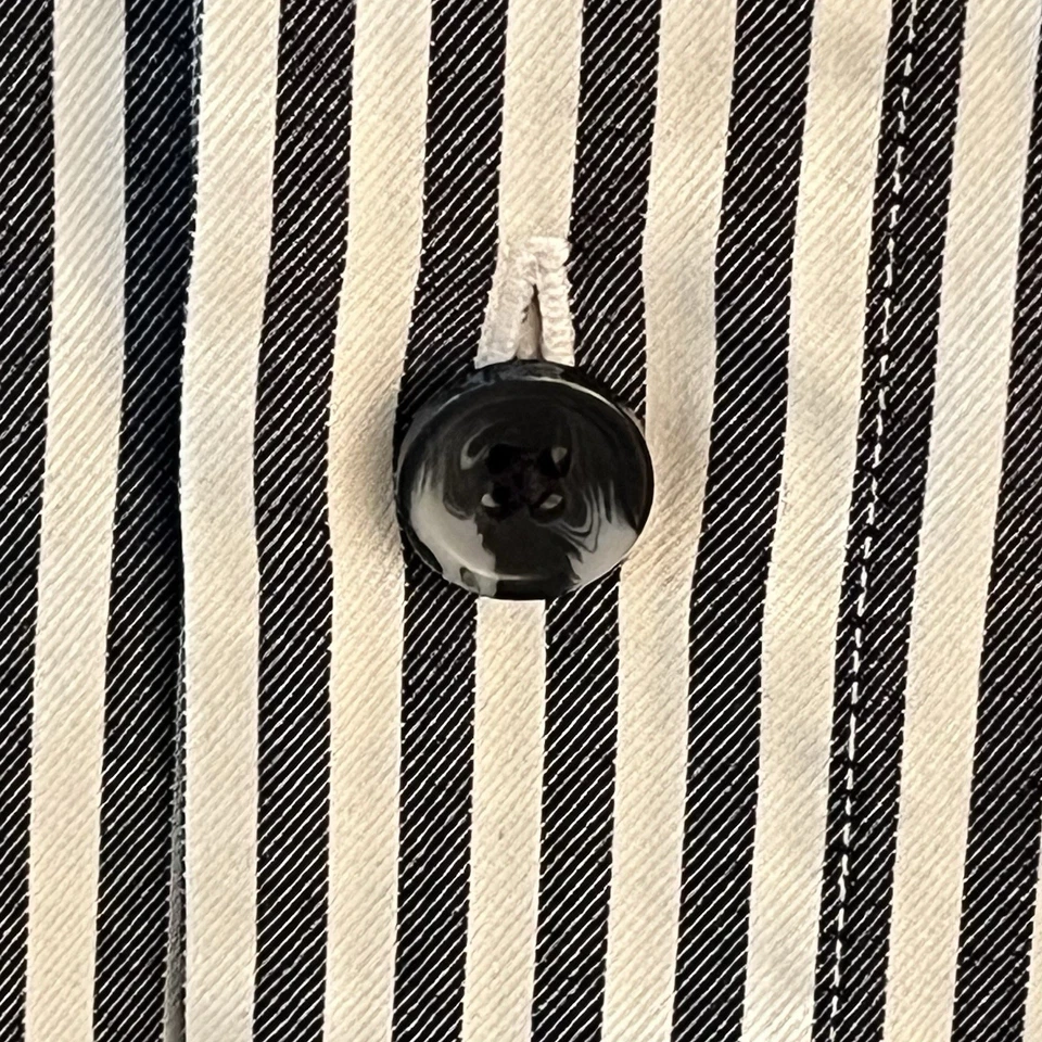 Camisa de Vestir Marshall Field’s Hombre XXL 2XL Gris Nogal Rayas Abotonadas Extendidas Foto 4 de 4