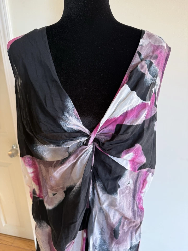 Calvin Klein Women’s Black And Pink Abstract Sleeveless Dress Size 18W - Image 2 of 4