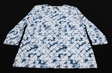 Style & Co. Women's Printed Pima Cotton 3/4-Sleeve Top AC2 Ocean White Size 2XL 