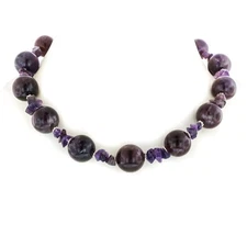 925 Silver Sparkling Amethyst Gemstone Purple Sterling Choker Necklace, 17"