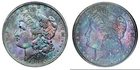 1883-O PCGS MS63 MORGAN $ MUTICOLOR SHINY RAINBOW TONING (VIDEO} **