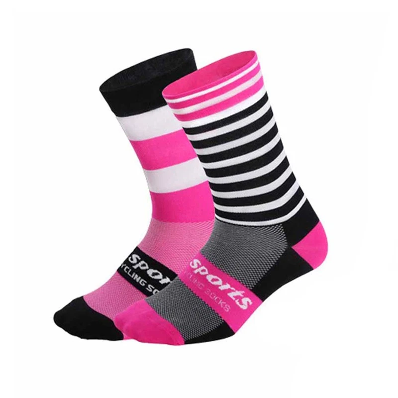 2 pares de calcetines de ciclismo para montar bicicleta bicicleta deporte calcetines tobilleros XC MTB BMX negro rojo Foto 2 de 4