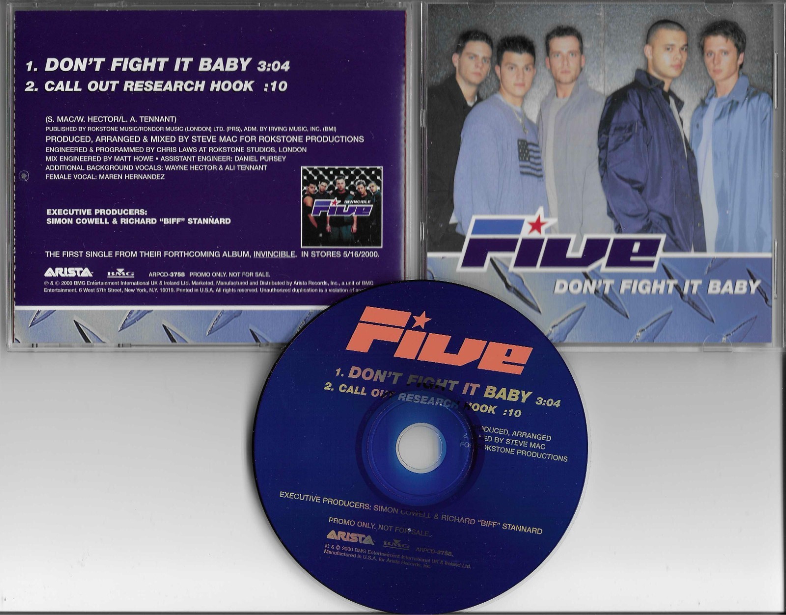 5ive FIVE Don’t Fight it baby w/ HOOK PROMO Radio DJ CD single 2000 USA MINT