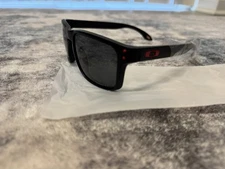 Oakley Holbrook Polarized OO9102-U2  Matte Black Frame W/ Logo Red Sunglasses