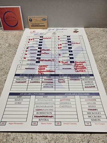 Replica Lineup Card Joe Girardi Autographed Final Yankee Stadium Replica 11x17 Lineup Card ...