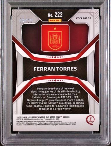 2022 Panini Prizm World Cup Qatar /10 Gold Breakaway #22 Ferran Torres SSP PSA 9 view 5