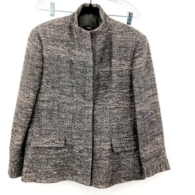 Zanella Italy Grey Tweed Woven Blazer Jacket   Size 14 Career Quiet Luxury