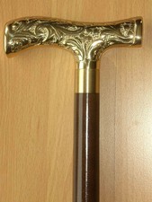Antique Brass Derby Head Handle Wooden Walking Stick Cane Designer Style Gift