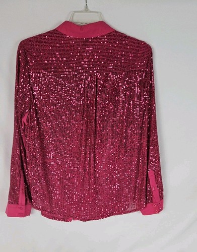 NWT! TORRID Pink MADISON ALL OVER SEQUINED BUTTON FRONT SHIRT PLUS 14W-16W - Picture 3 of 7