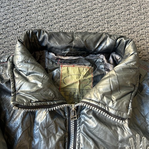 Vintage Heddon Court Flight Bomber Jacket Size XL Metallic Removable Hood 90’s - Picture 9 of 12