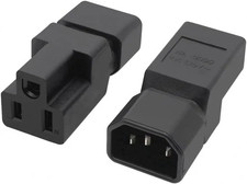 IEC C14 to NEMA 5-15R Power Adapter 2 Pack PDU UPS Extension Cord Black
