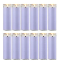 Bulk Prayer Candles - Unscented 2.5"x 8" Tall Container Candle - Lavender 12 PCS