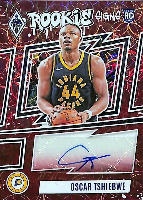2023/24 Panini Phoenix Rookie Signs Oscar Tshiebwe Red #/49 RC RS-OTW Pacers - Image 2 of 4