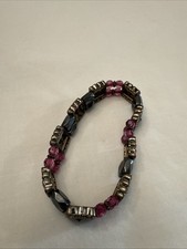 Vintage stretchy therapy Magnetic Bracele silver marcasite crystals