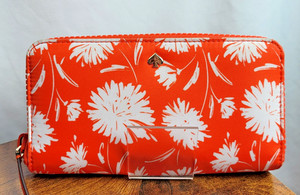 Kate Spade Large Floral Continental Zip Wallet, Coral Multi Color