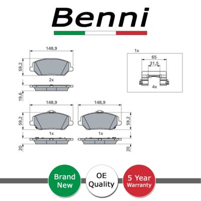 Brake Pads Set Front Benni Fits i30 Ceed 1.5 1.0 1.4 1.6 CRDi + Other Models