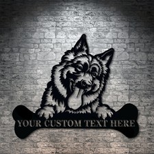 Personalized Happy German Shepherd Name Metal Sign. Customizable Dog Owner Gift