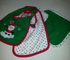 Infant Unisex Baby Gear Brand 3 Christmas Bib Set  I love Santa