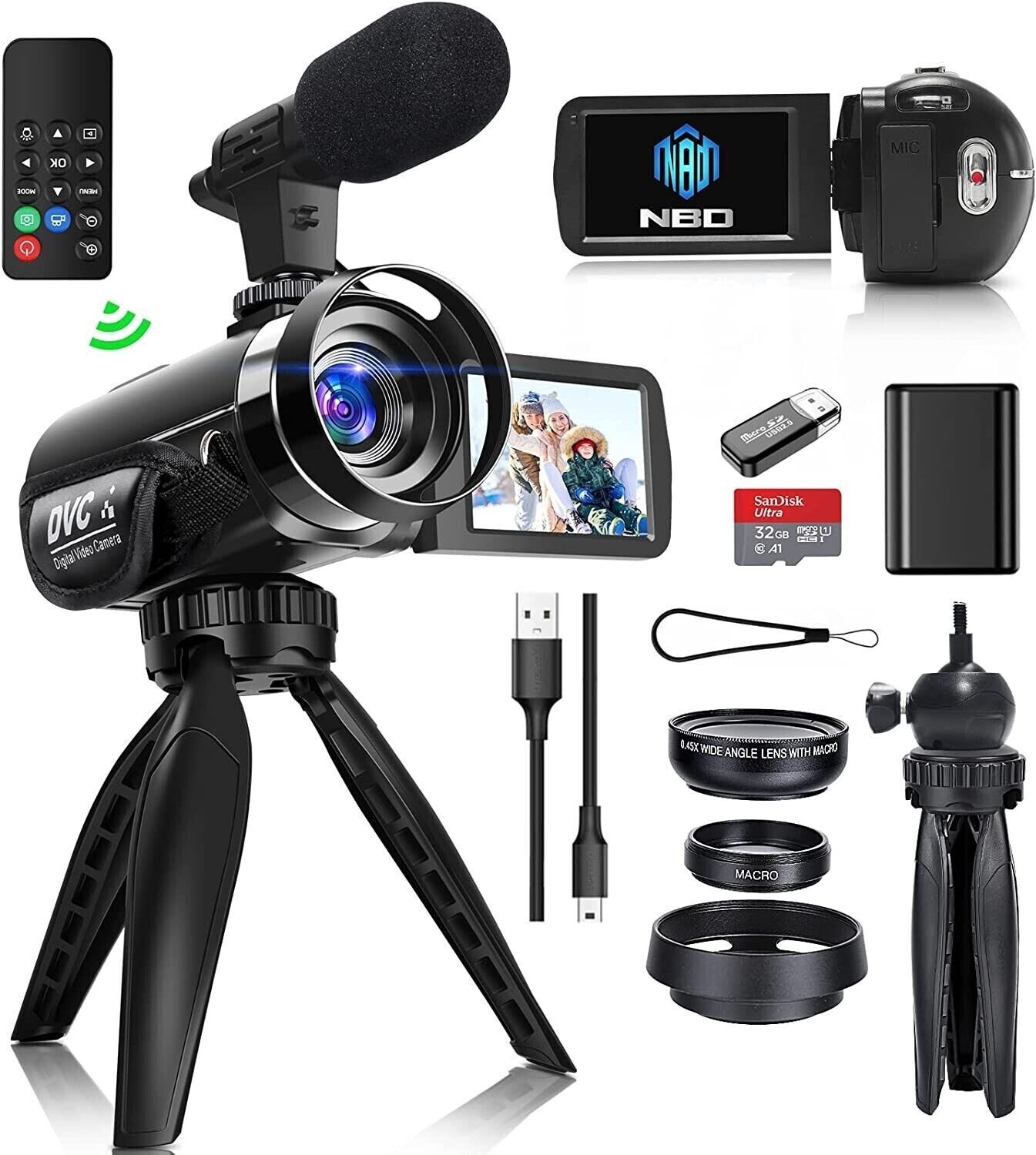 NBD Video Camera Camcorder Ultra HD 2.7K 42MP 18X With 32GB TF tripod Vlogging eBay