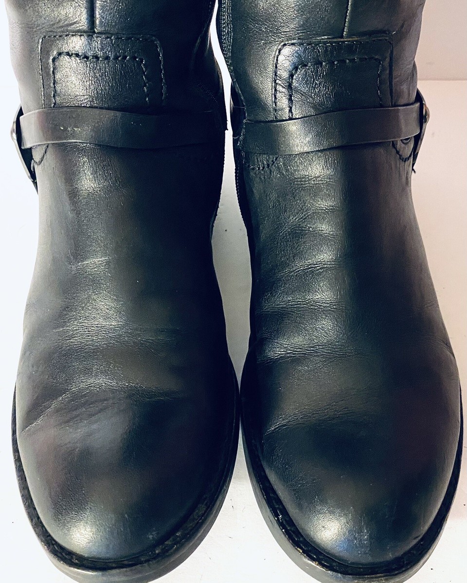 ECCO Women's Hobart Tall Harness Black Leather Mid Calf Riding