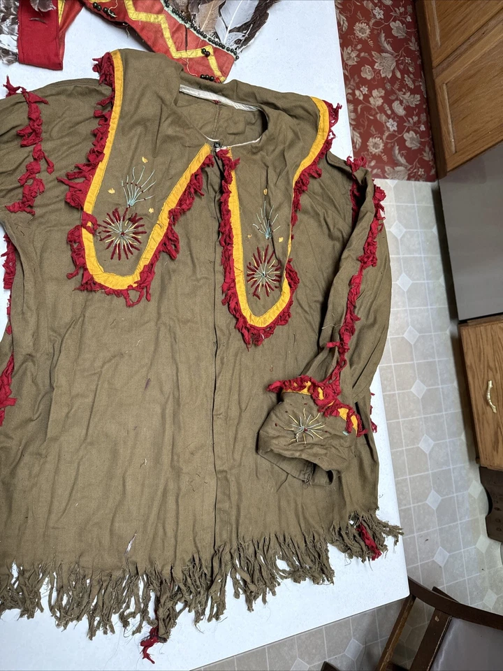 Cabecero y camisa vintage nativos americanos talla L recreación educación cultural Foto 2 de 4