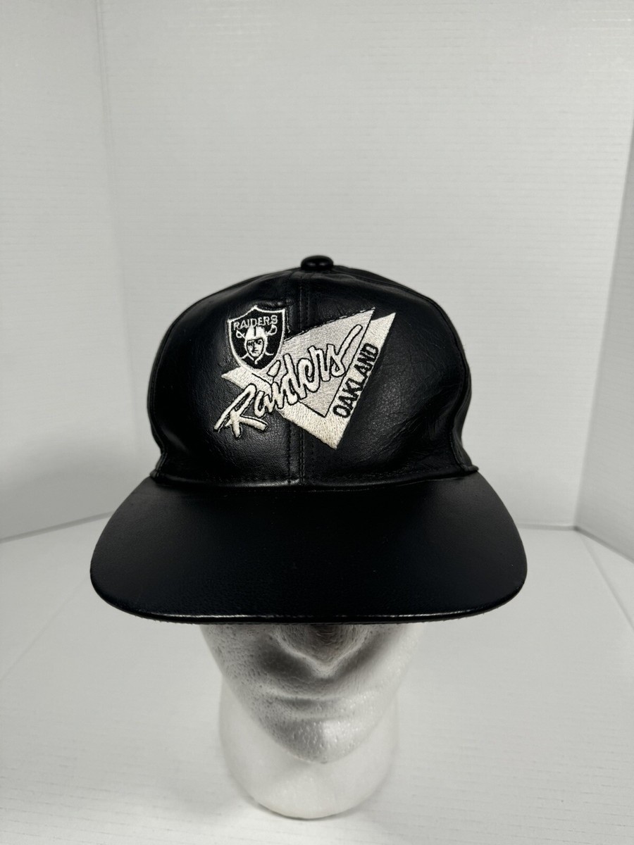 Vintage 90s LA Los Angeles Raiders Leather Strapback Hat Cap Boy America  Oakland