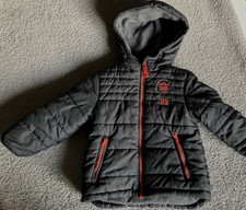 OSHKOSH BGOSH Hooded Puffer Zip Coat Jacket Size 3T Black Orange Toddler Genuine