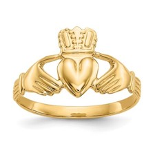 14k Yellow Gold Polished Claddagh Ring For Womens Size 6
