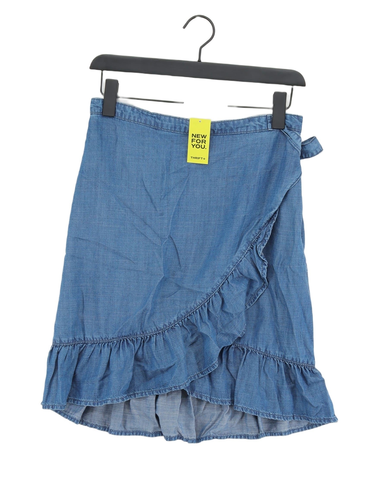 Next Women's Blue Lyocell Modal Wrap Midi Skirt UK Size 10-image
