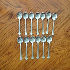 Oxford Hall Stainless Flatware OXH12 Fan Tip Spoons Vtg Tableware 13 Pieces