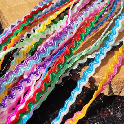 Zweifarbige Ric Rac Borte, 5 mm gewelltes Zick Zack Flechtband, S-förmige Borte